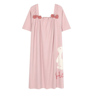 Váy ngủ MiiOW nữ làm bằng vải cotton tay ngắn cổ vuông dáng rộng thoáng khí