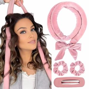 ที่ม้วนผมแบบไม่ใช้ความร้อน 4 ชิ้น สำหรับผู้หญิง ม้วนผมง่ายๆ ไม่ต้องใช้ความร้อน ใช้ได้กับการนอนหลับ ลอนผมสวยเป็นธรรมชาติ ตื่นมาผมสวย เหมาะสำหรับทุกการจัดแต่งทรงผม