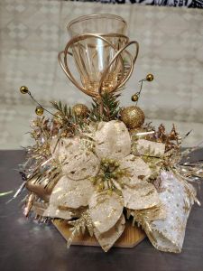 Christmas Candlestick Wreath Artificial Flowers Candle Ring Xmas New Year Table Decoration Candle Holder Garland 23H17W17L