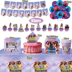 Hasbro | Katseye Theme Birthday Decoration Disposable Tableware Cup Plate Set Baby Shower Kids Birthday Party Supplies Toys