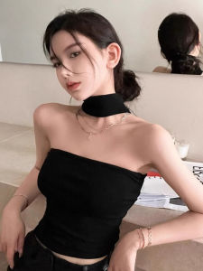 Áo Ba Lỗ Một Bên Vai Màu Đen Gợi Cảm Mùa Hè Áo Vest Phong Cách Công Sở Thường Ngày Áo Ba Lỗ Hở Xương Đòn Ngực Cho Phụ Nữ Trẻ