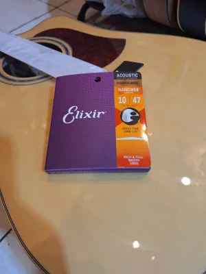 Senar Gitar Akustik Elixir Gitar Acustic 010 Dan 011 Satu Set nomor 1 sampai 6