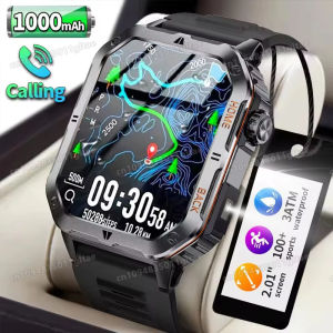 Men Smart Watch Bluetooth Call Sleep Heart Rate Health Monitor Outdoor LED Flashlight Waterproof Sports Watche For Android IOS