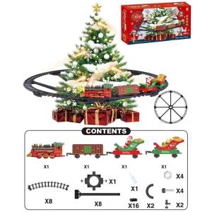 Christmas Series Classical Remote Control Small Train Track Electric Steam Track Train Model Lights Childrens Holiday Gifts