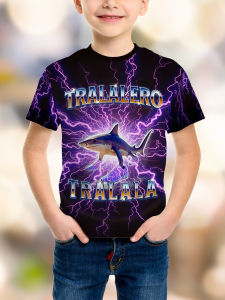 2025 New Clothes T-shirts Fashion TungTungTung Sahur Bombardiro Crocodilo Kids Cartoon Tees Suit Boys Anime Ai Game Short Sleeve