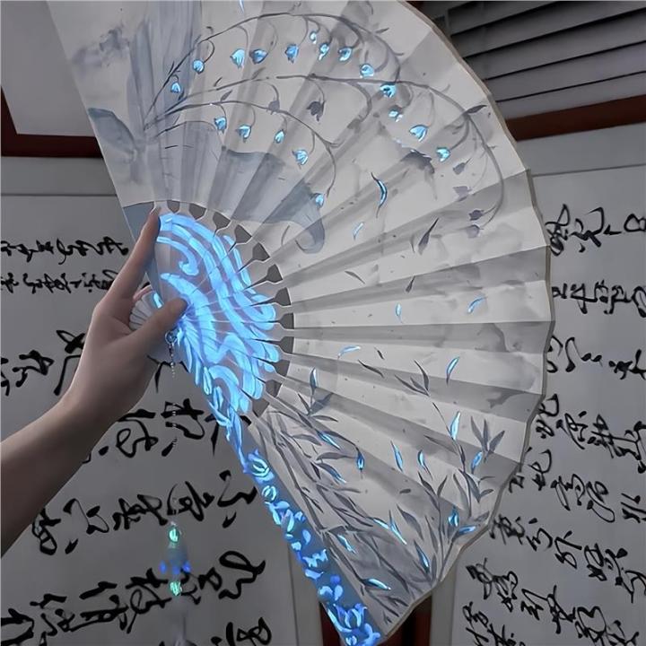 Luminous Handmade DIY Ancient Chinese Style Blank Fan Xuan Paper Silk ...
