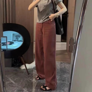 High Waist Straight Leg Jeans Womens plus Size Thin Wide Leg Floor Length Pants Autumn Thin Loose Slimming Jeans