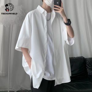 Ice Silk White Shirt Short Sleeve Men s Summer Fashion Brand Ruppy Shuai Loose High Grade Design Sense Small Size Coat New Style
