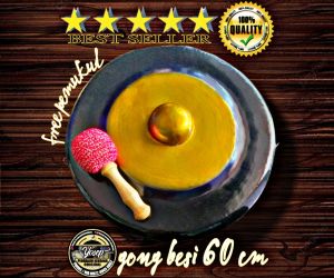 gong besi 60 cm besi plat tebal berkualitas free pemukul