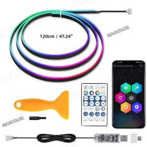 Đèn LED Nội Thất Ô Tô Đa Năng RGB Điều Khiển Bằng Ứng Dụng USB Điều Khiển Từ Xa Sợi Quang Acrylic 12V Đèn Tạo Không Khí Symphony Trên Bảng Điều Khiển