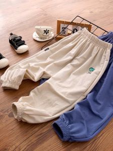 Boys Summer Thin Ice Silk Breathable Pants Mosquito Proof Air Conditioning Long Trousers Childrens Casual Cotton Nylon Fabric