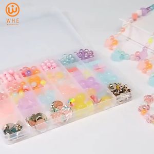 【WHE】DIY Necklace Set Jewellery Beads Necklace Bracelet Bead Accessories Kit Set Beads Set Cartoon Hand Jewellery 5000pcs 28 Grids Beads Kit Mixed Square Alphabet Letter Beads and Heart Beads Charms Bracelet Necklace For Jewelry Making Accessories Crafts