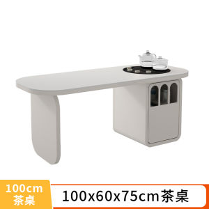 Minimalist Fashion Rock Slab Tea Table for Small Balcony Home Cream Wind Style Square Shape with Single Door