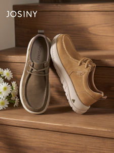 Josiny | Autumn New Vintage Thick Sole Lace-up Loafers Men Leather Work Casual Shoes