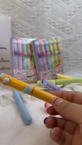 ปากกาไฮไลท์ ปากกาเน้นข้อความความจุขนาดใหญ่ รักฝาปากกา 6 สี สีน่ารัก ปลายปากกาเอียง