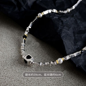 Simple and Light Luxury Small Pieces of Silver Square Heart Necklace Female Special-Interest Design Clavicle Chain Easiest for Match Fancy Necklace