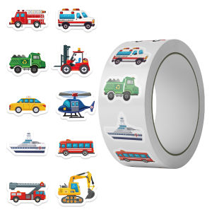 500PCS/Roll Cute Truck Construction Vehicle Sealing Stickers Decoration Decals DIY Laptop Phone Fridge Rewards Gifts Toy