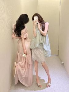 VKSOD | Vintage Elegant V-Neck Sleeveless Neck Hang Dress Set