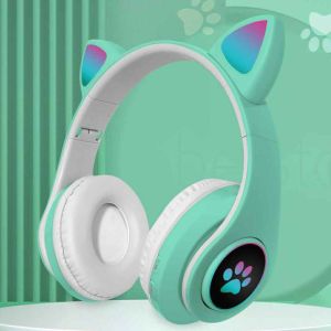 Headphone on-ear bando telinga kucing BK-58M dengan LED Bluetooth