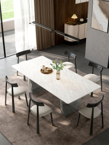 DELIANSHANGPIN | Italian Luxury Carrara Ice Jade Natural Marble Rectangular Dining Table