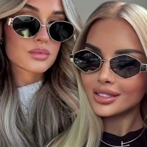 Others | 2PCS Ladies Retro Hexagonal Gold Frame Fashionable Glasses Trendy Glasses Lightweight for Daily Wear Suitable for Parties