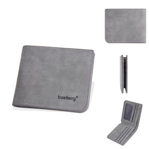 Baellerry Mens Thin Sanded Leather Bifold Wallet Multi-Function Casual Business Short Wallet with Multiple Card Slots