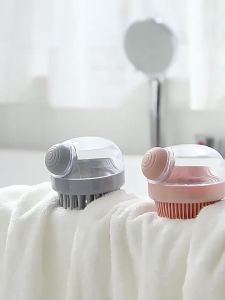 Silicone Dog Bath Brush with Shampoo Dispenser Soft Pet Grooming Brush Foaming Massage Tool for Dogs Cats Hair Fur Cleaning