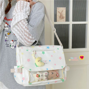Large Capacity Canvas Shoulder Bag Womens Slant Cross Bag Painful Bag Japanese Style Handheld Tutoring Bag Class Bag