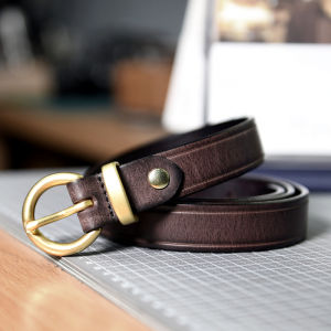 Fashion Luxury Designer Vintage Casual Pure Copper Pin Buckle No Laminated Leather Womens Belt 100% Genuine Leather Korean style Jeans Soft Belt