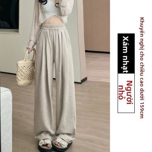 HSTYLE | Quần Dài Mỏng Màu Xanh Đơn Giản Dáng Suông Cao Thắt Eo