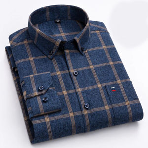 New Mens Plaid Shirts Long Sleeve Pure Cotton Regular Fit Soft Comfortable Casual Flannel Shirt Male Clothing Oversized 7XL 6XL