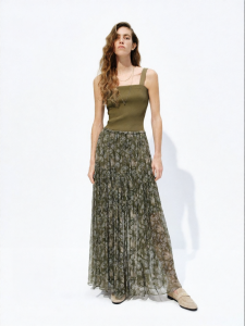 MO&Co. | New Summer Dress Paisley Print Crinkle Texture Splice Strappy Long Dress