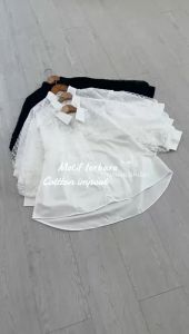 SJM KEMEJA JOVINA BRUKAT BUNGA KOMBI KATUN POPLIN PREMIUM IMPORT BKK LENGAN LUCU 19322