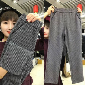 Quần Ống Đứng Màu Xám Ôm Sát Cạp Cao Cho Nữ Quần Ống Rộng Kẻ Caro Thời Trang Xuân 2025 Quần Dài Thường Ngày