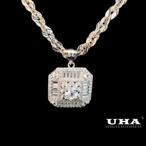 M1677 Mặt và dây chuyền nữ đính đá cz cao cấp sáng lấp lánh UHA