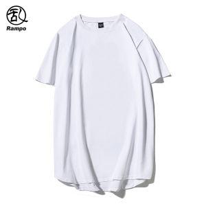 Heavyweight Pure Cotton Short Sleeve Mens T-shirt Mid-Length Base Layer Shirt Trendy Brand Solid Color Half Sleeve T-shirt