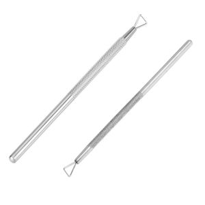 Lulaa | 1Pcs/2Pcs Stainless Steel Nail Polish Remover Tool Silvery Holographic Gel Nail Scraper Cuticle Pusher for Home and Salon Use