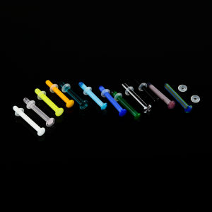 1/2/20PCS Colorful Pyrex Glass Piercing Labret Straight FlatBack Nose Lip Belly Ring Ear Cartilage Lobe Piercing Jewerly