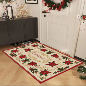VIKAMA Vintage Giáng Sinh Thảm Chùi Chân Chống Trơn Trượt Máy Giặt Được Chống Vết Bẩn Polyester Lối Vào Hành Lang Thảm Trang Trí Nhà Cửa