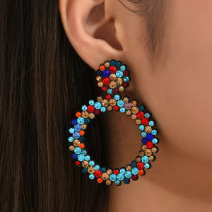 ต่างหูรูปหยดน้ำเพชรทำด้วยมือสำหรับผู้หญิง2023ใหม่แฟชั่นรอบใหม่ของขวัญเครื่องประดับสำหรับงานเลี้ยงพราว