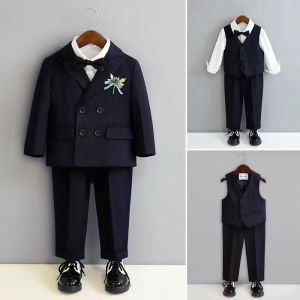 Childrens British Style Suit Set Boys Performance Host Outfit Cotton Blend Fabric All Seasons Wearable Birthday Dress Suit