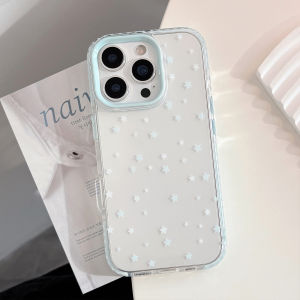 Fresh Simple Full Screen Blue Stars Transparent Shockproof Protective Phone Cover Case for iPhone 17 16 15 14 13 12 Pro Max