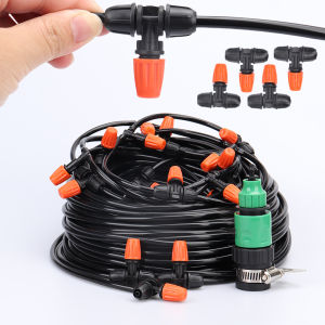 10-50M Garden Watering Misting Irrigation System Automatic Garden Water Set Mist Nozzle with 4/7mm Tee Spray Irrigation Kit