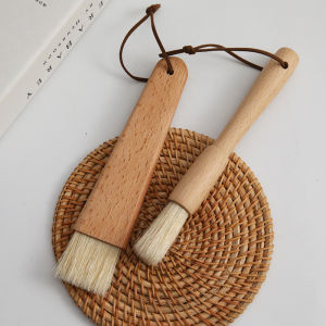 Ins Style Oil Brush Maple Wood Bristle Brush round Brush Japanese Style Bread Cake Baking Brush Coffee Bean Grinder Brush