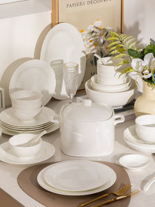 Bộ Đồ Ăn Bằng Gốm Trắng Đơn Giản Kiểu Nhật Bản 2025 Bộ Đồ Ăn Dùng Tại Nhà Bộ Đồ Ăn Bằng Gốm Sứ Kiểu Bắc Âu Đơn Lẻ