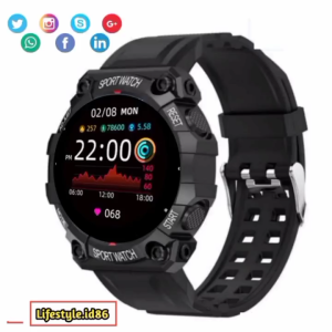 Smartwatch Sport Tahan Air dengan Sensor Detak Jantung Tracker Tidur & Tracker Kekerasan Gaya Bisnis Warna Hitam