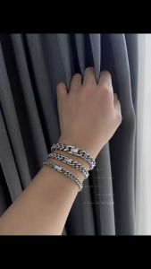 Gelang Rantai Pria Dan Wanita Keren Elegan Model Terbarau Bahan Titanium Baja Putih Antikarat Anti Luntur