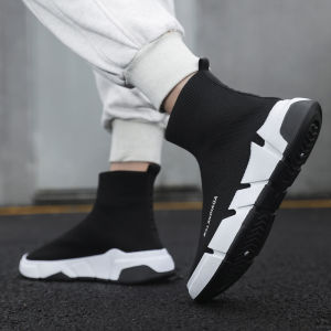 JIFANPAUL | Breathable High-Top Stretchable Leisure Socks Shoes Knit Mens Shoes
