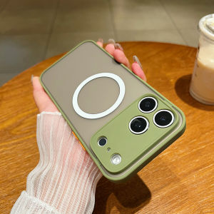 Magsafe Wireless Charging Shockproof Phone Case For iPhone 17 Pro Max Air Solid Color Soft TPU Border+Frosted Bumper Back Cover