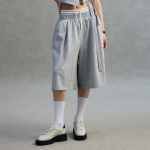 GOOD BAI | Logo Patterned Waist-tied Pocket Straight Short Pants
